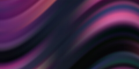 Obraz premium Abstract dark background with smooth flowing purple and pink wavy gradients. This vector is suitable for elegant backdrops, modern tech banners, and creative digital art