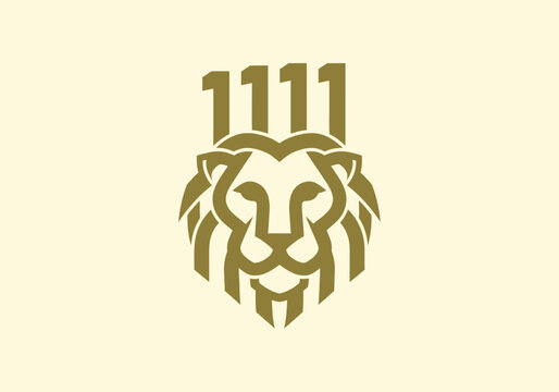 Modern golden lion head logo with number 1111
