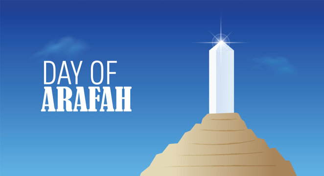 Day of Arafah poster with monument spiritual Islamic celebration vector poster
