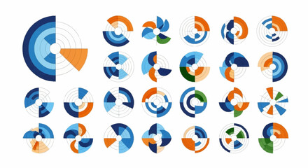Fototapeta premium Colorful pie chart business graph elements.