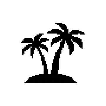 Pixel art palm tree island