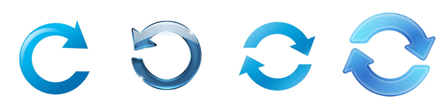set of  bule circular arrows on withe background PNG photo high quality