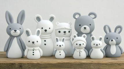 Obraz premium Collection of Small Hand-Painted Ceramic Ornaments