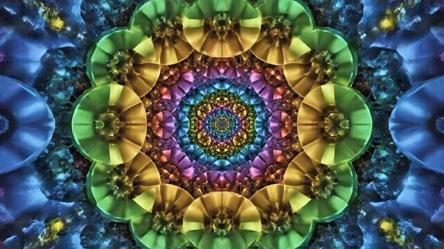 Hypnotic Psychedelic Kaleidoscope Abstract Background Animation.