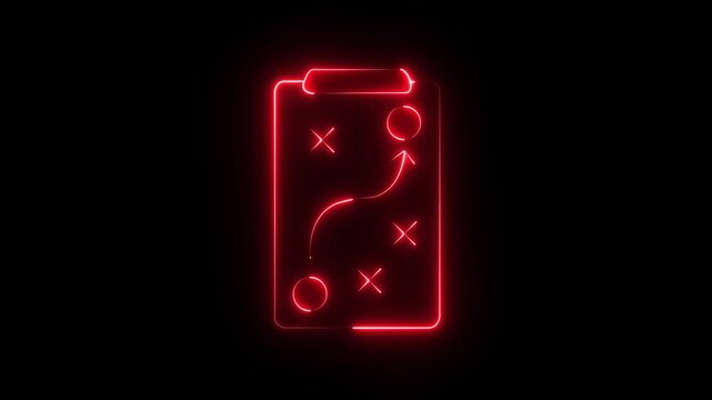 neon playbook icon with game strategy icon animation. Digital Strategy Playbook Icon animation. American football tactics and team planning. American football tactics. Planning team 4k video...
