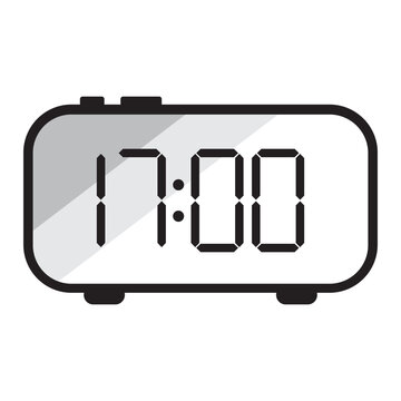Digital alarm clock showing 17 00 time icon vector. Perfect for time management apps and modern ui design.