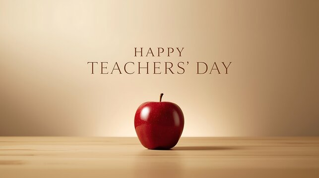 Happy Teacher's Day: A vibrant red apple is centered against a warm, inviting background, with the message HAPPY TEACHERS' DAY elegantly displayed above.