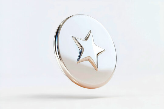 Silver star emblem on white background for design and branding concepts