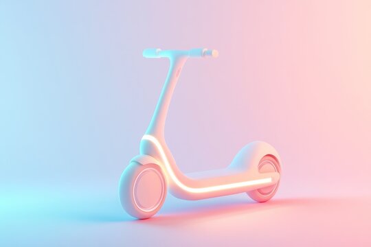 Futuristic electric scooter concept with neon lighting for modern urban mobility