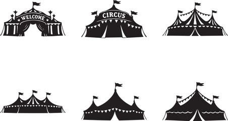 Circus tent silhouette set © Ajmot