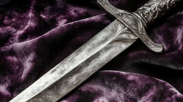 Detailed Close-up of Antique Silver Dirk with Ornate Design