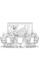 Obraz premium Business team discusses presentation on chart with graphs in meeting room