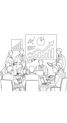 Obraz premium Business team discussing presentation chart in meeting room with colleagues
