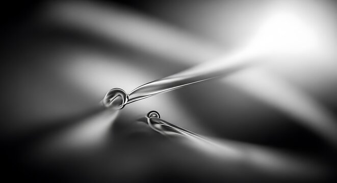Dramatic black and white image of two figures in motion with light streaks