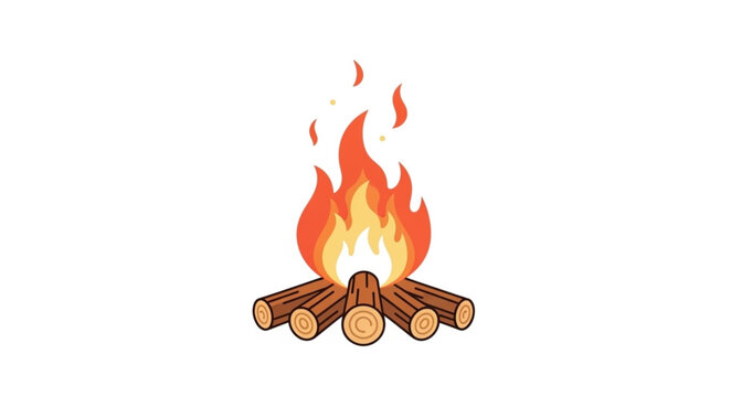 Campfire with burning logs and flames 2.