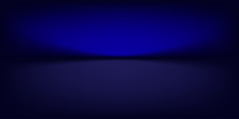 Obraz premium black studio background. Abstract limbo podium studio room. Dark blue gradient wall floor and spotlight scene. Showcase, promotion display. Vector stage mockup illustration