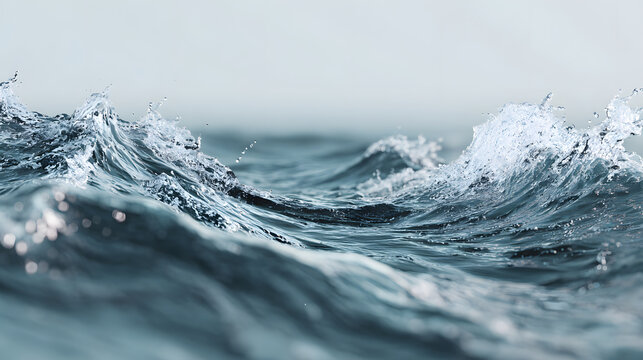 Ocean wave water sea surface wave crest ripple motion blue fluid energy flow