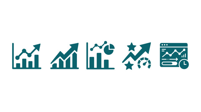 Business Growth Charts and Graphs Icons Set