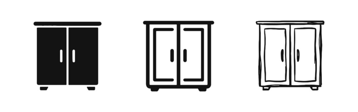 Wardrobe Cabinet Furniture Icon Set for Home Interior Storage