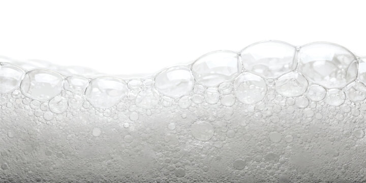 Close up view of soap bubbles and water foam texture creating a clean and refreshing spa pattern