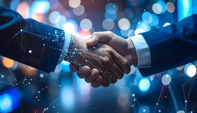 Apret&oacute;n de manos entre humano y robot como s&iacute;mbolo de colaboraci&oacute;n tecnol&oacute;gica