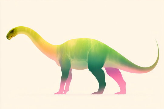 Vibrant multicolored dinosaur silhouette on neutral background for nature and education design