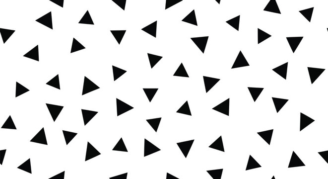 Seamless black triangle pattern on white background, minimalist geometric abstract design for backdrop and fabric