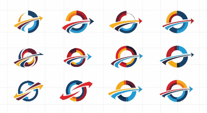 Collection of colorful circular arrow logos.