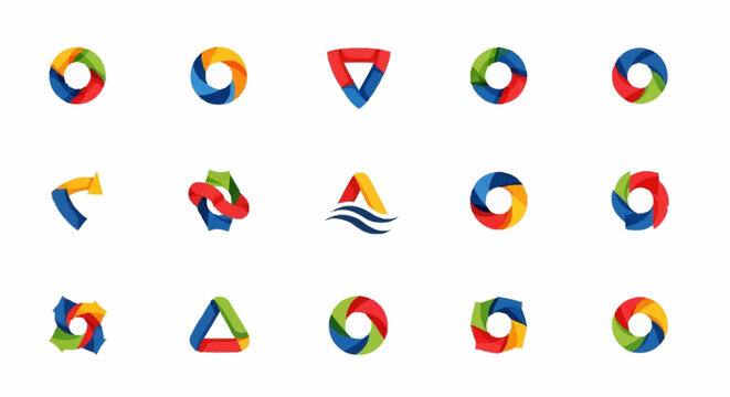 Multicolored geometric shapes logo icons.