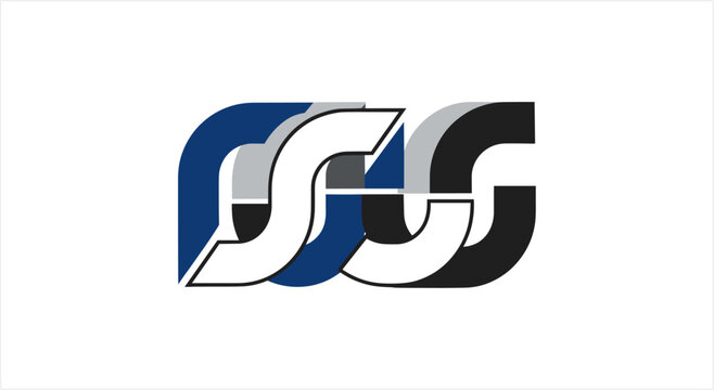 Abstract interlocking letter S logo design in blue, white, and black.