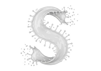 Fototapeta premium Dynamic splash forming the letter s with water droplets isolated on transparent background