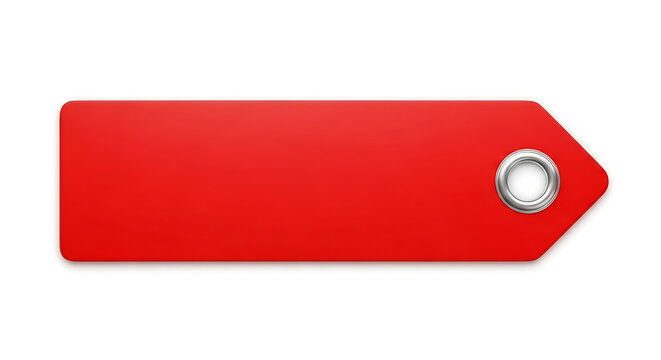 Blank red rectangular price tag with metal grommet shopping marketing promotion isolated background template business commercial rectangle