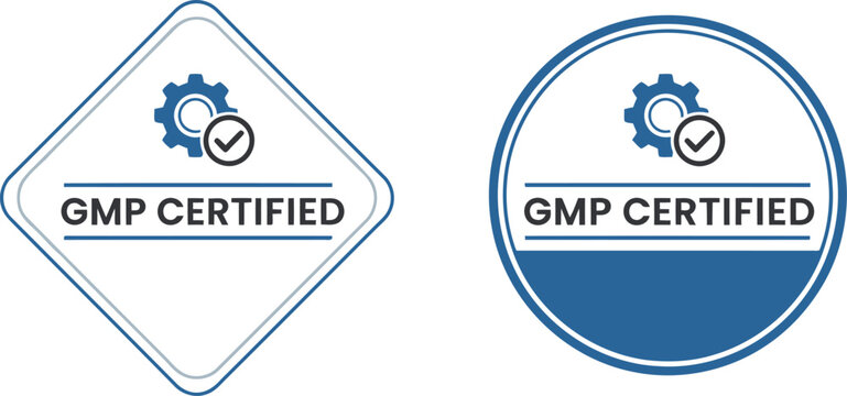 GMP Certified Badge Icons Set for Quality Assurance and Manufacturing Compliance Labels