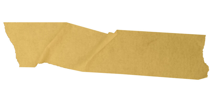 Yellow torn edge masking tape banner isolated on transparent background png, sticky paper strip for title and highlight

