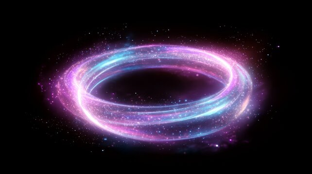 Enchanting glow of a vibrant magic circle with cosmic energy swirl