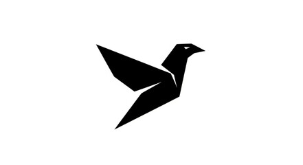 Obraz premium Origami bird silhouette flying on white background.