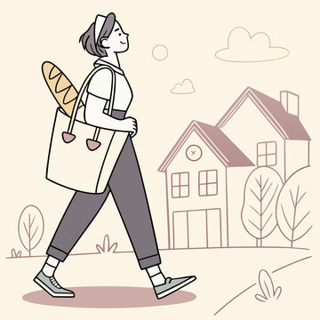 Walking Home Bakery Baguette