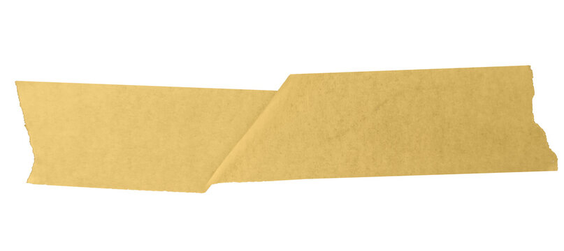 Grunge yellow masking tape stripe with torn edges isolated on transparent background png, textured sticky title bar element
