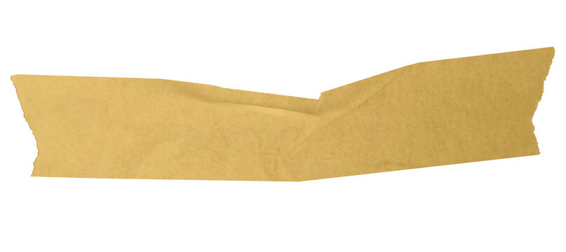 Yellow adhesive masking tape with rough torn edges isolated on transparent background png, creative title bar strip element
