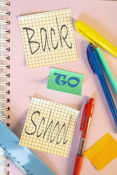 Back to school background, with different office or school supplies.