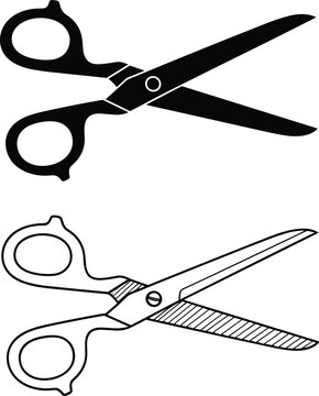 Vector Illustration of Scissors in Black and White for Tools, Crafting, and Cutting Concepts