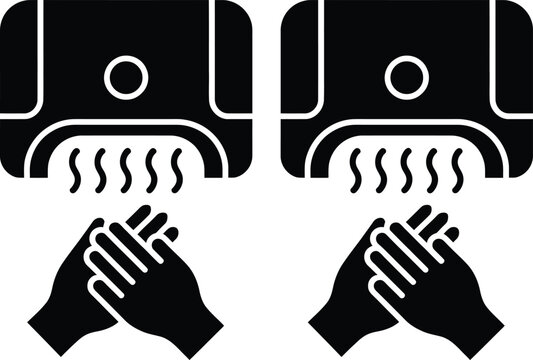 Hands clapping under two air conditioning units emitting steam or hot air