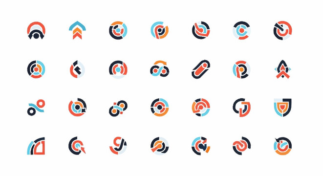 Collection of colorful abstract symbols.
