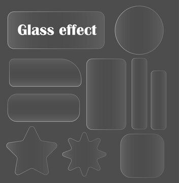 Glass effect ui elements collection rectangular circular and star shaped frames for design mockups