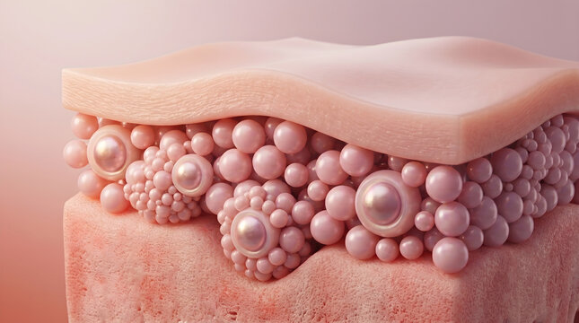 Deep dermis structure. Collagen pearl spheres. Advanced anti wrinkle firming.