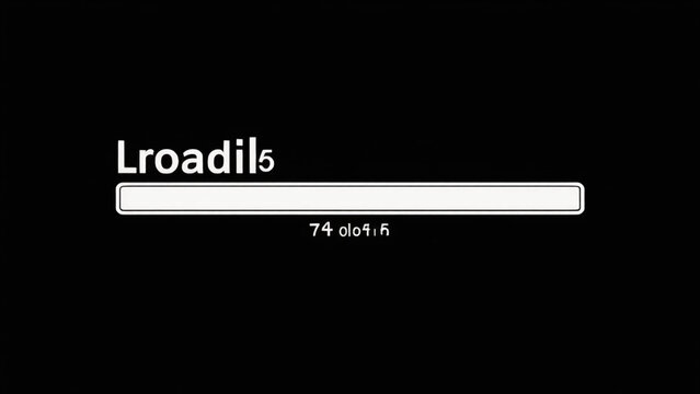 Loading animation on a black background with progress bar and countdown timer for digital content