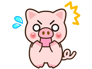  驚いてショックを受けるブタのイラスト素材 © kiko