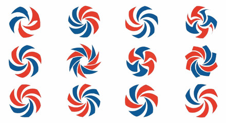 Red and blue swirling pinwheel shapes. © mbak