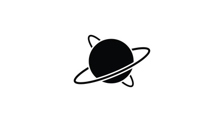 Planet with rings silhouette against a white background © AlhamdulillahAdobe