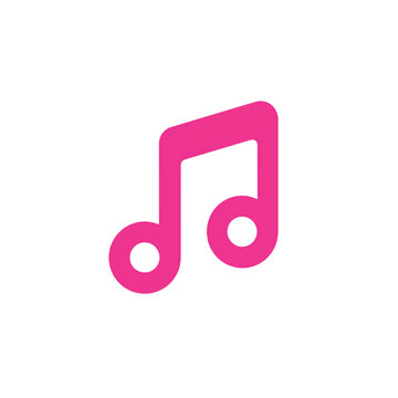 Pink musical note icon on a white background simple flat design high quality professional detailed modern